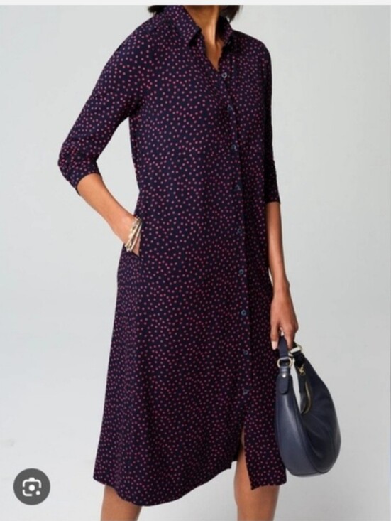 J. Jill Dresses & Skirts - J. Jill Wearever Collection Polka Dot Viscose Midi Shirt Dress Size XS NEW